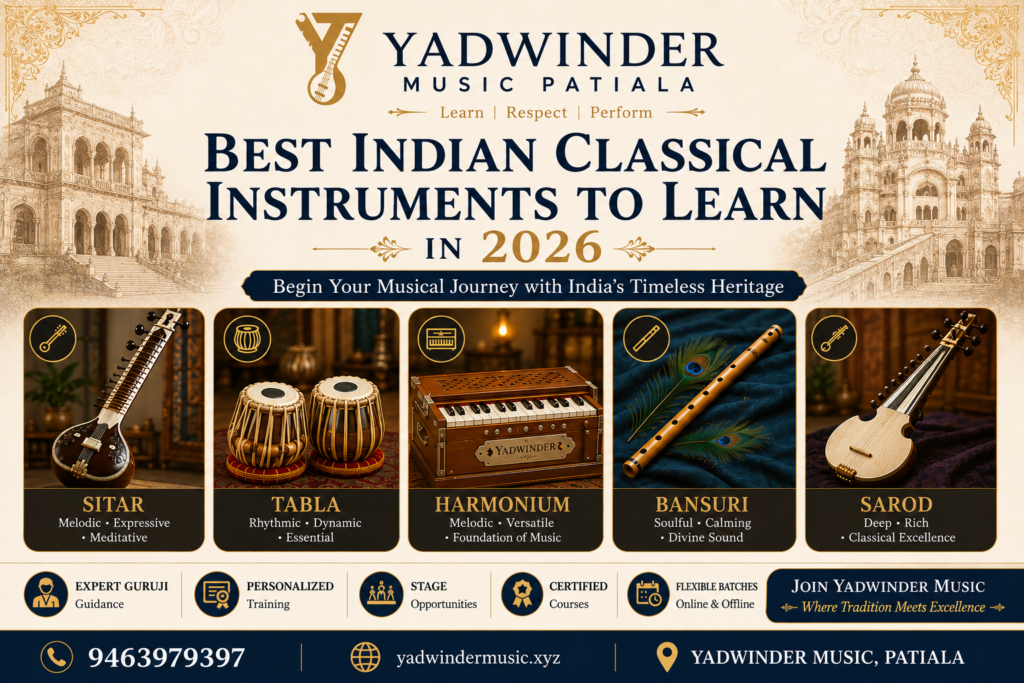 best Indian classical instruments to learn in 2026 at Yadwinder Music Patiala